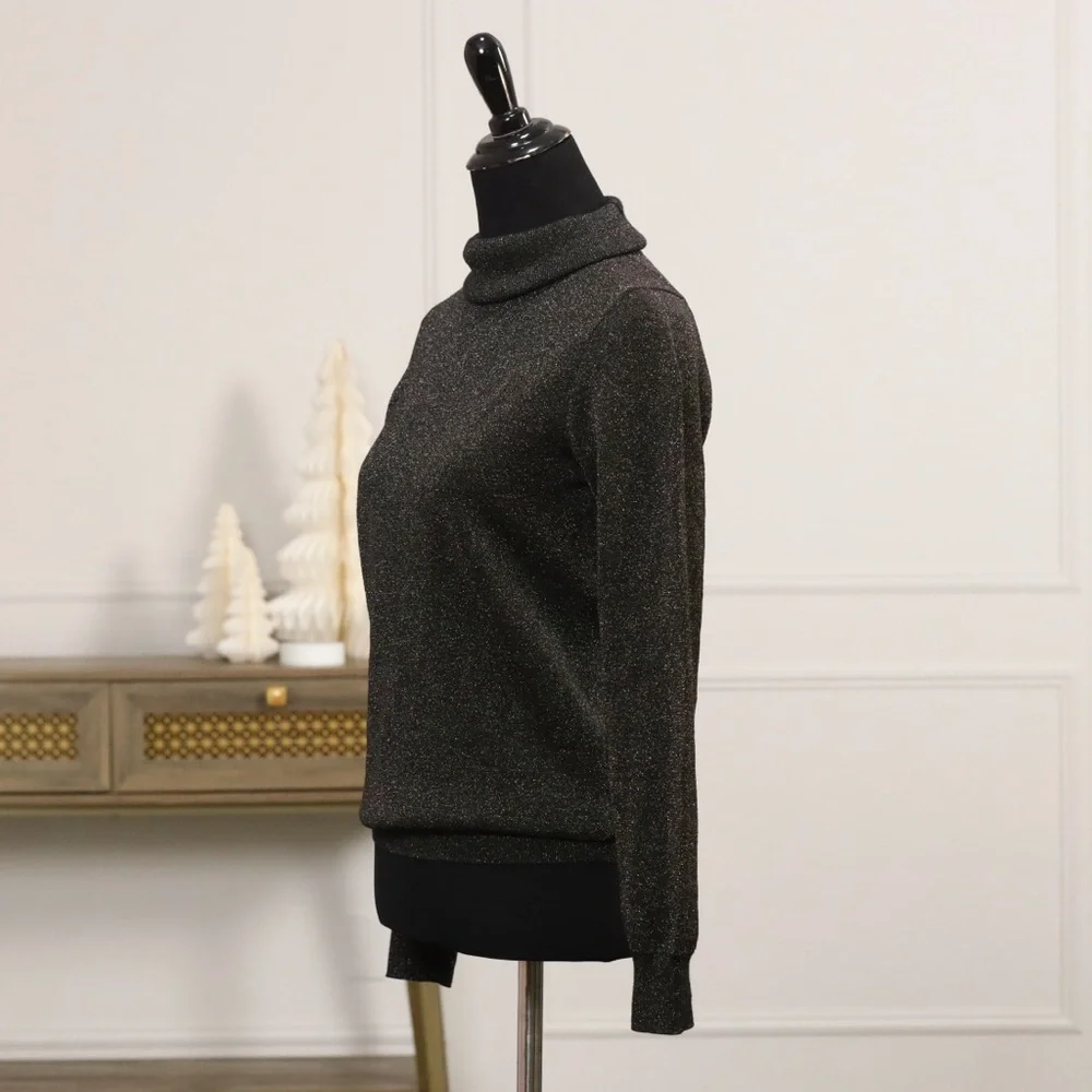 J. Crew Black Sparkle Turtleneck Sweater